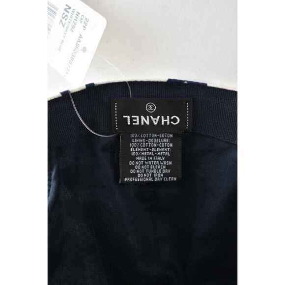 Chanel 22P Navy Blue White Graffiti CC Silver Logo Baseball Cap Curved Peak Hat - Picture 12 of 12